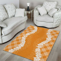 Hawaii Aloha Plumeria Lei Orange Palaka Area Rug - Polynesian Pride