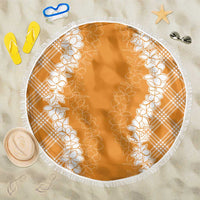 Hawaii Aloha Plumeria Lei Orange Palaka Beach Blanket LT7 One Size 150cm Orange - Polynesian Pride