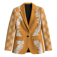 Hawaii Aloha Plumeria Lei Orange Palaka Blazer - Polynesian Pride