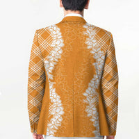 Hawaii Aloha Plumeria Lei Orange Palaka Blazer - Polynesian Pride
