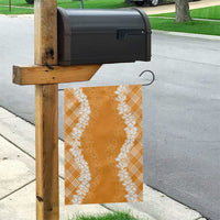 Hawaii Aloha Plumeria Lei Orange Palaka Garden Flag - Polynesian Pride