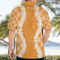 Hawaii Aloha Plumeria Lei Orange Palaka Hawaiian Shirt - Polynesian Pride