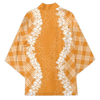 Hawaii Aloha Plumeria Lei Orange Palaka Kimono - Polynesian Pride