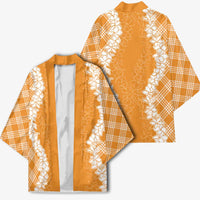 Hawaii Aloha Plumeria Lei Orange Palaka Kimono - Polynesian Pride