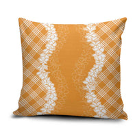Hawaii Aloha Plumeria Lei Orange Palaka Pillow Cover - Polynesian Pride