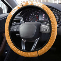 Hawaii Aloha Plumeria Lei Orange Palaka Steering Wheel Cover - Polynesian Pride