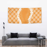 Hawaii Aloha Plumeria Lei Orange Palaka Tapestry - Polynesian Pride