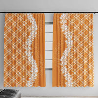 Hawaii Aloha Plumeria Lei Orange Palaka Window Curtain - Polynesian Pride