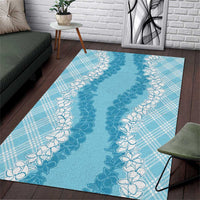 Hawaii Aloha Plumeria Lei Turquoise Palaka Area Rug - Polynesian Pride