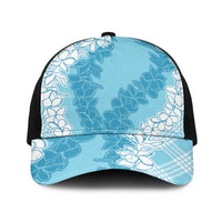 Hawaii Aloha Plumeria Lei Turquoise Palaka Baseball Net Cap LT7 One Size Black Turquoise - Polynesian Pride