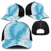 Hawaii Aloha Plumeria Lei Turquoise Palaka Baseball Net Cap LT7 - Polynesian Pride