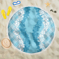 Hawaii Aloha Plumeria Lei Turquoise Palaka Beach Blanket - Polynesian Pride