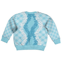 Hawaii Aloha Plumeria Lei Turquoise Palaka Kid Ugly Christmas Sweater LT7 - Polynesian Pride