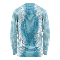 Hawaii Aloha Plumeria Lei Turquoise Palaka Long Sleeve Shirt - Polynesian Pride