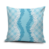 Hawaii Aloha Plumeria Lei Turquoise Palaka Pillow Cover - Polynesian Pride