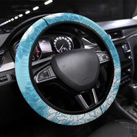 Hawaii Aloha Plumeria Lei Turquoise Palaka Steering Wheel Cover - Polynesian Pride