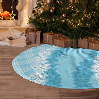 Hawaii Aloha Plumeria Lei Turquoise Palaka Tree Skirt - Polynesian Pride