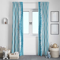 Hawaii Aloha Plumeria Lei Turquoise Palaka Window Curtain - Polynesian Pride