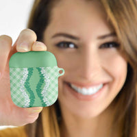 Hawaii Aloha Plumeria Lei Mint Palaka AirPods Case - Polynesian Pride