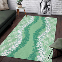Hawaii Aloha Plumeria Lei Mint Palaka Area Rug - Polynesian Pride