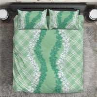Hawaii Aloha Plumeria Lei Mint Palaka Bedding Set - Polynesian Pride
