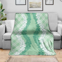 Hawaii Aloha Plumeria Lei Mint Palaka Blanket LT7 - Polynesian Pride