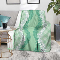 Hawaii Aloha Plumeria Lei Mint Palaka Blanket LT7 - Polynesian Pride