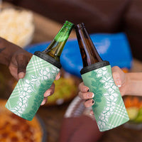 Hawaii Aloha Plumeria Lei Mint Palaka 4 in 1 Can Cooler Tumbler - Polynesian Pride