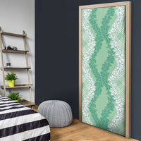 Hawaii Aloha Plumeria Lei Mint Palaka Door Cover - Polynesian Pride