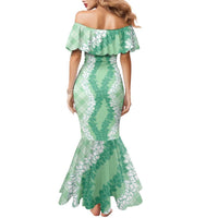 Hawaii Aloha Plumeria Lei Mint Palaka Family Matching Mermaid Dress and Hawaiian Shirt - Polynesian Pride