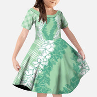 Hawaii Aloha Plumeria Lei Mint Palaka Family Matching Summer Maxi Dress and Hawaiian Shirt - Polynesian Pride