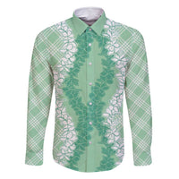 Hawaii Aloha Plumeria Lei Mint Palaka Family Matching Tank Maxi Dress and Hawaiian Shirt - Polynesian Pride