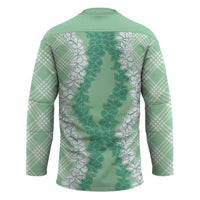 Hawaii Aloha Plumeria Lei Mint Palaka Hockey Jersey - Polynesian Pride