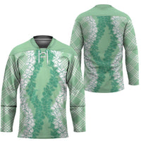 Hawaii Aloha Plumeria Lei Mint Palaka Hockey Jersey - Polynesian Pride