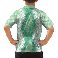 Hawaii Aloha Plumeria Lei Mint Palaka Kid Hawaiian Shirt - Polynesian Pride