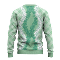 Hawaii Aloha Plumeria Lei Mint Palaka Ugly Christmas Sweater - Polynesian Pride
