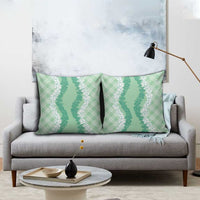 Hawaii Aloha Plumeria Lei Mint Palaka Pillow Cover - Polynesian Pride