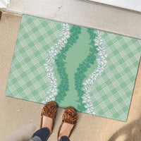 Hawaii Aloha Plumeria Lei Mint Palaka Rubber Doormat LT7 - Polynesian Pride