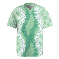 Hawaii Aloha Plumeria Lei Mint Palaka Rugby Jersey - Polynesian Pride