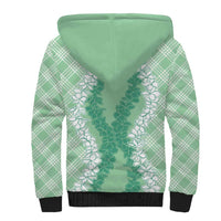 Hawaii Aloha Plumeria Lei Mint Palaka Sherpa Hoodie - Polynesian Pride