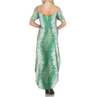 Hawaii Aloha Plumeria Lei Mint Palaka Summer Maxi Dress - Polynesian Pride