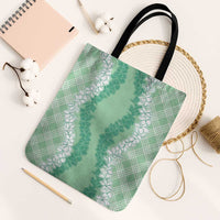 Hawaii Aloha Plumeria Lei Mint Palaka Tote Bag - Polynesian Pride