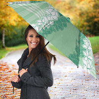 Hawaii Aloha Plumeria Lei Mint Palaka Umbrella - Polynesian Pride