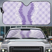 Hawaii Aloha Plumeria Lei Lavender Palaka Auto Sun Shade - Polynesian Pride