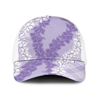 Hawaii Aloha Plumeria Lei Lavender Palaka Baseball Net Cap - Polynesian Pride