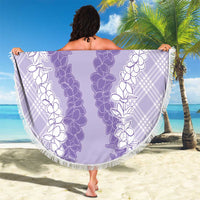 Hawaii Aloha Plumeria Lei Lavender Palaka Beach Blanket - Polynesian Pride
