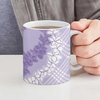 Hawaii Aloha Plumeria Lei Lavender Palaka Ceramic Mug - Polynesian Pride
