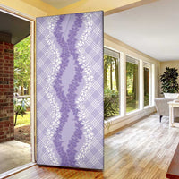 Hawaii Aloha Plumeria Lei Lavender Palaka Door Cover - Polynesian Pride