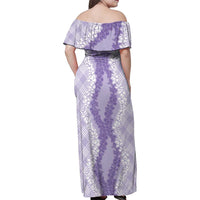 Hawaii Aloha Plumeria Lei Lavender Palaka Family Matching Off Shoulder Maxi Dress and Hawaiian Shirt - Polynesian Pride