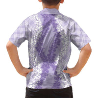 Hawaii Aloha Plumeria Lei Lavender Palaka Kid Hawaiian Shirt LT7 - Polynesian Pride